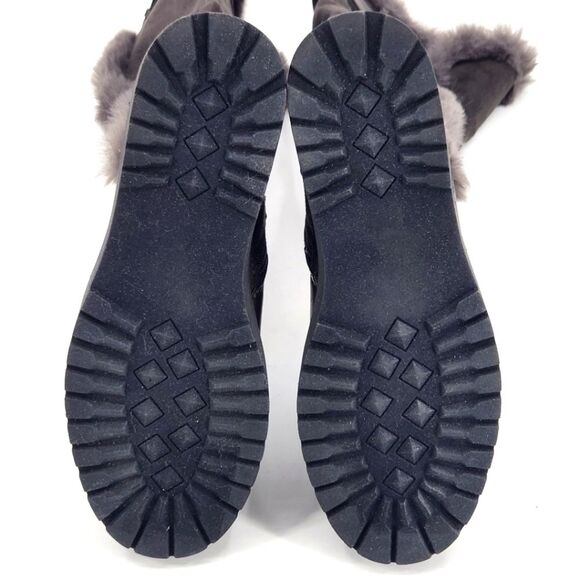 New Wanted Platform Knee High Boots Brown Faux Leather & Fur Buckle Detail 7.5 - Picture 6 of 11